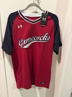 Under Armour Red and Black Gamecocks Baseball Jersey